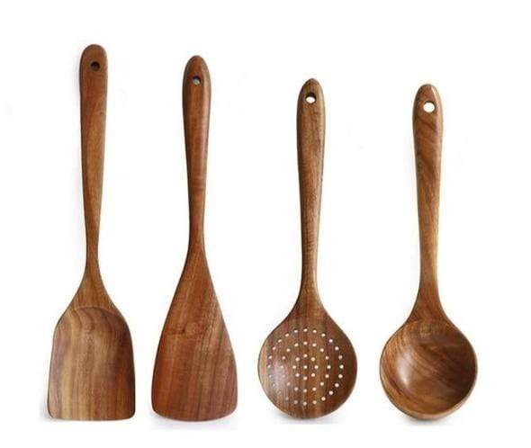 Wooden Spoons for Cooking, 10 Pcs Teak Wood Cooking Utensil Set – Wooden  Kitchen Utensils for Nonstick Pans & Cookware – Sturdy, Lightweight & Heat